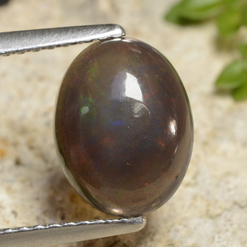 Multicolor Black Opal Gem - 1.5ct Oval Cabochon (ID: 473442)