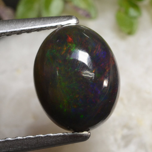 Multicolor Black Opal Gem - 1.7ct Oval Cabochon (ID: 473444)