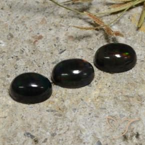 Black Opal Gemstones in 8 x 6 mm (calibrated) Size for Sale, Black Opal Stones in Multicolor Color