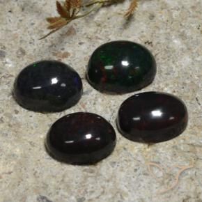 5.23 ctw Multicolor Black Opal Stones, Natural Black Opal in Oval Cabochon Shape for Sale