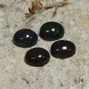 Black Opal Gemstones in 9 x 7 mm (calibrated) Size for Sale, Black Opal Stones in Multicolor Color