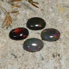 Black Opal Gemstones in 9 x 7 mm (calibrated) Size for Sale, Black Opal Stones in Multicolor Color