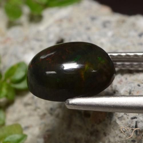 Black Opal Gemstone in 9 x 7 mm (calibrated) Size for Sale, Black Opal Stone in Multicolor Color