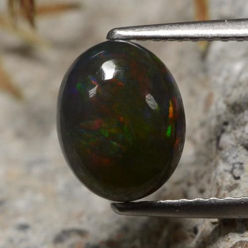 Multicolor Black Opal Gem - 1.4ct Oval Cabochon (ID: 473853)