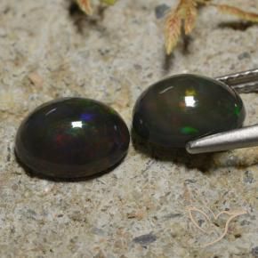 Black Opal Gemstones in 9 x 7 mm (calibrated) Size for Sale, Black Opal Stones in Multicolor Color