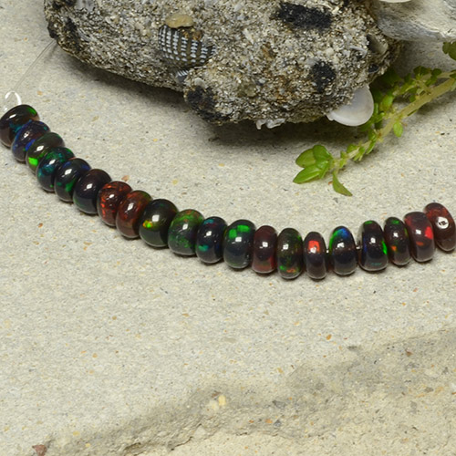 Lot of 20pc Fancy Multicolor Black Opal from Ethiopia - Size 4.2 x 4.1mm, Weight 3.89ct total / avg. 0.19ct each, Mohs Hardness 5.5 - 6.5, Photo A
