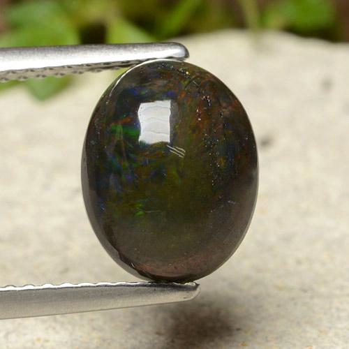 Multicolor Black Opal Gem - 2.4ct Oval Cabochon (ID: 490382)