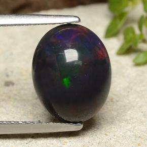 Multicolor Black Opal Gem - 2.1ct Oval Cabochon (ID: 490541)