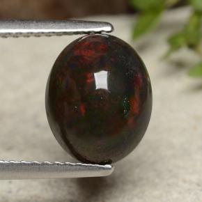 Многоцветный Черный Опал Камень - 2.1ct Овал Кабошон (ID: 490587)