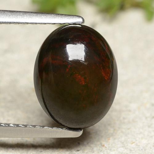 Multicolor Black Opal Gem - 2ct Oval Cabochon (ID: 490588)