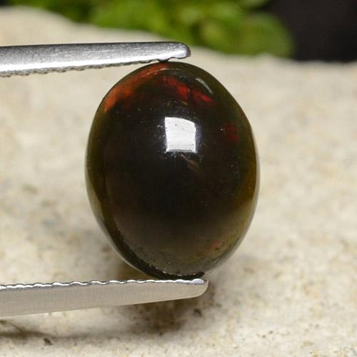 Multicolor Ópalo Negro Gema - 1.4ct Cabujón Óvalo (ID: 490769)