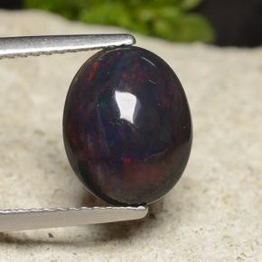 Mehrfarbig Schwarzer Opal Edelstein - 1.8ct Oval Cabochon (ID: 490770)