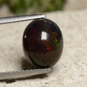Mehrfarbig Schwarzer Opal Edelstein - 1.9ct Oval Cabochon (ID: 490859)