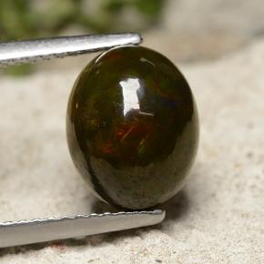 Multicolor Black Opal Gem - 2.5ct Oval Cabochon (ID: 490870)
