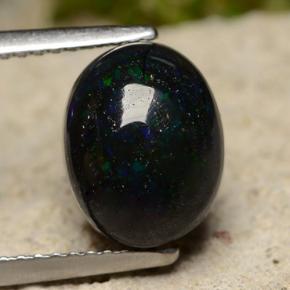 متعدد الألوان أوبال أسود حجر كريم - 2.5ct كابوشون بيضاوى (ID: 490872)