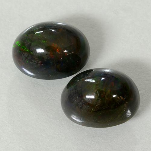 Multicolor Black Opal Gem - 1.1ct Oval Cabochon (ID: 499838)