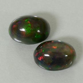 Multicolor Black Opal Gem - 0.9ct Oval Cabochon (ID: 499847)