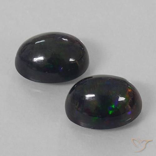 Black Opal Gemstones in 9 x 7 mm (calibrated) Size for Sale, Black Opal Stones in Multicolor Color