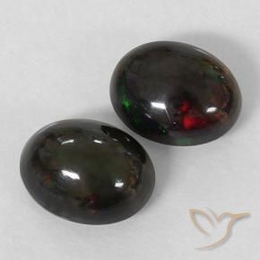 2.53 ctw Multicolor Black Opal Stones, Natural Black Opal in Oval Cabochon Shape for Sale