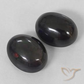 2.86 ctw Multicolor Black Opal Stones, Natural Black Opal in Oval Cabochon Shape for Sale