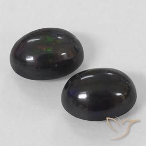 Black Opal Gemstones in 9 x 7 mm (calibrated) Size for Sale, Black Opal Stones in Multicolor Color