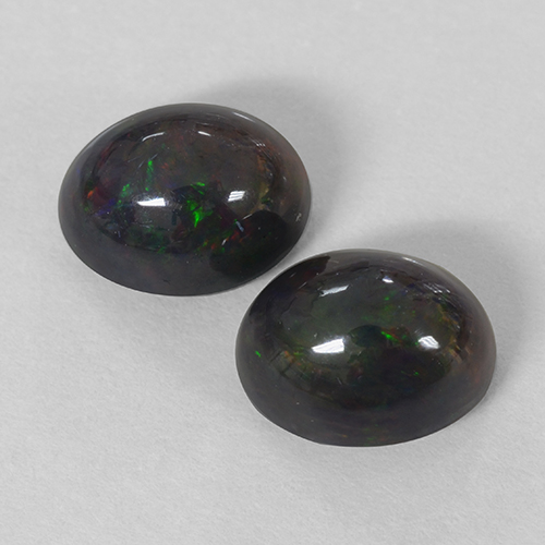 Multicolor Black Opal Gem - 1.6ct Oval Cabochon (ID: 499855)