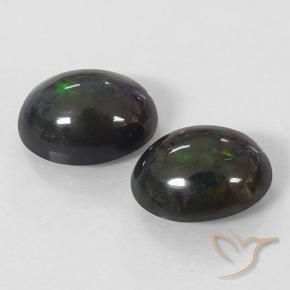 Black Opal Gemstones in 9 x 7 mm (calibrated) Size for Sale, Black Opal Stones in Multicolor Color