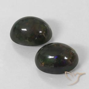 Black Opal Gemstones in 9 x 7 mm (calibrated) Size for Sale, Black Opal Stones in Multicolor Color