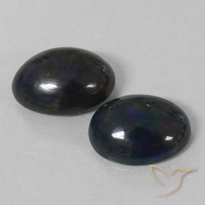 Black Opal Gemstones in 9 x 7 mm (calibrated) Size for Sale, Black Opal Stones in Multicolor Color