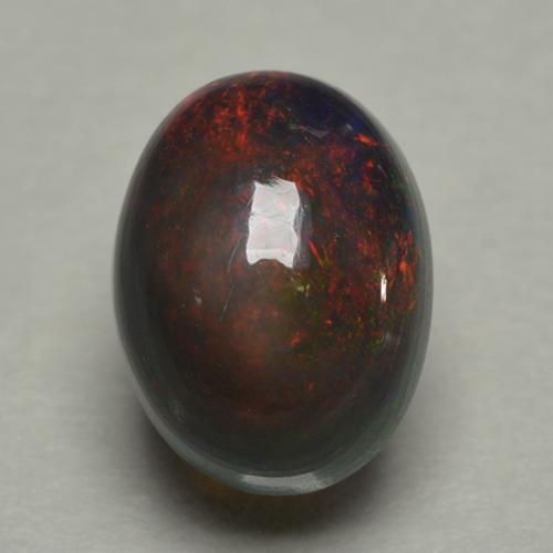 Mehrfarbig Schwarzer Opal Edelstein - 0.9ct Oval Cabochon (ID: 499873)