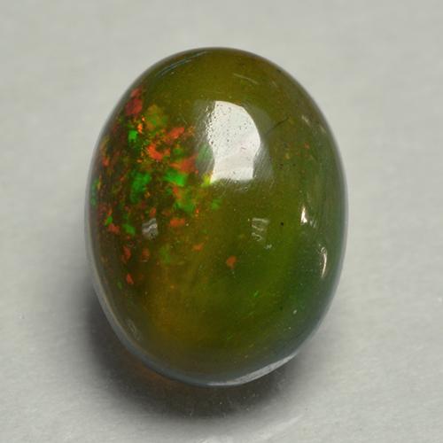 Многоцветный Черный Опал Камень - 0.8ct Овал Кабошон (ID: 499877)