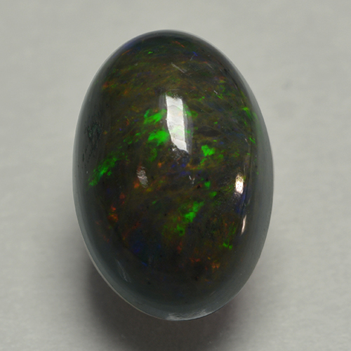 Multicolor Black Opal Gem - 1.1ct Oval Cabochon (ID: 499881)