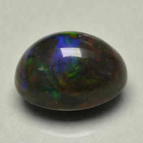1.02 ct Multicolor Black Opal Stone, Natural Black Opal in Oval Cabochon Shape for Sale