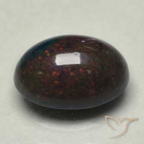 0.74 ct Multicolor Black Opal Stone, Natural Black Opal in Oval Cabochon Shape for Sale