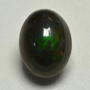 Multicolor Black Opal Gem - 0.7ct Oval Cabochon (ID: 500145)