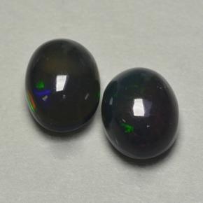 Multicolor Black Opal Gem - 0.8ct Oval Cabochon (ID: 500243)