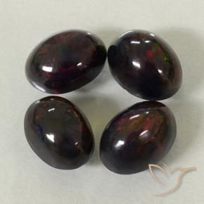 Black Opal Gemstones in 7 x 5 mm (calibrated) Size for Sale, Black Opal Stones in Multicolor Color