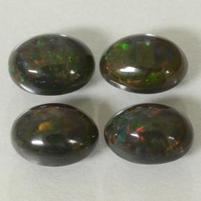 Multicolor Black Opal Gem - 0.5ct Oval Cabochon (ID: 500276)