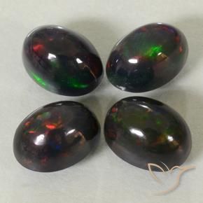 2.79 ctw Multicolor Black Opal Stones, Natural Black Opal in Oval Cabochon Shape for Sale