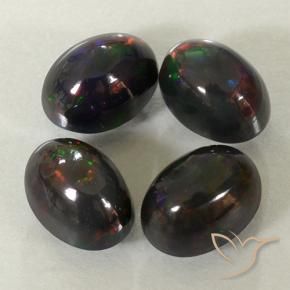 Black Opal Gemstones in 7 x 5 mm (calibrated) Size for Sale, Black Opal Stones in Multicolor Color
