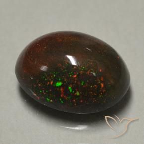 0.89 ct Multicolor Black Opal Stone, Natural Black Opal in Oval Cabochon Shape for Sale
