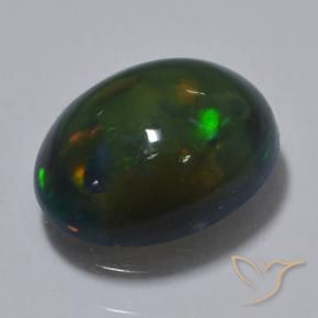 0.79 ct Multicolor Black Opal Stone, Natural Black Opal in Oval Cabochon Shape for Sale
