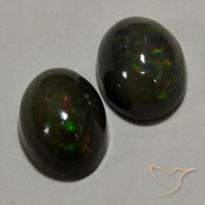 1.93 ctw Multicolor Black Opal Stones, Natural Black Opal in Oval Cabochon Shape for Sale