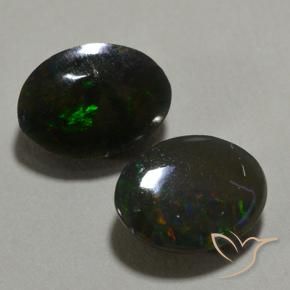 Black Opal Gemstones in 8.3 x 6.1 mm Size for Sale, Black Opal Stones in Multicolor Color