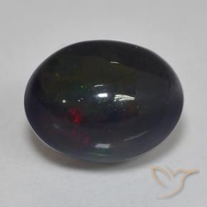 1.25 ct Multicolor Black Opal Stone, Natural Black Opal in Oval Cabochon Shape for Sale