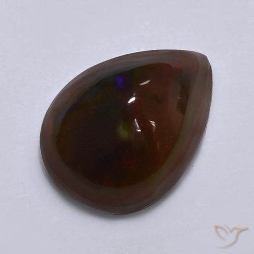 0,85ct Cabochon pera multicolore Opale nera dall'Etiopia, Dimension 7,9 x 5,8mm, Natural Affumicato Gemstone, Translucent Clarity, 1 piece Opale nera in Multicolore Color, Mohs Hardness of 5,5 - 6,5, Photo A