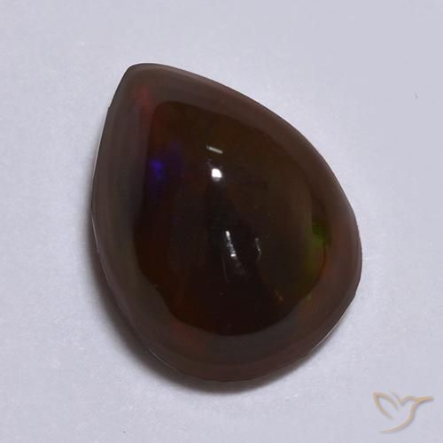 0.85 ct Multicolor Black Opal Stone, Natural Black Opal in Pear Cabochon Shape for Sale