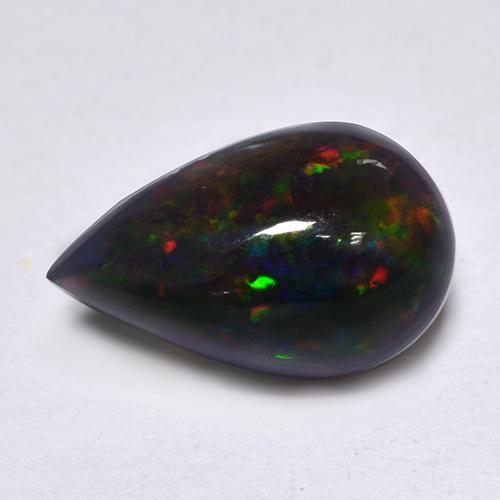 متعدد الألوان أوبال أسود حجر كريم - 1.1ct كابوشون كمثرى (ID: 514311)