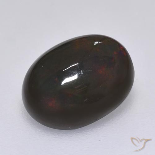 1.27 ct Multicolor Black Opal Stone, Natural Black Opal in Oval Cabochon Shape for Sale