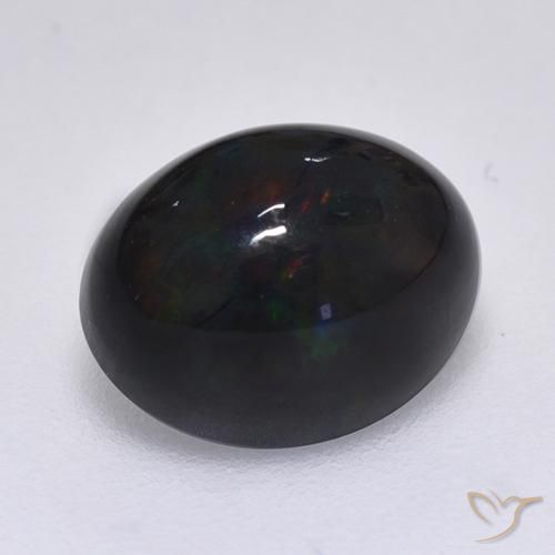 1.44 ct Multicolor Black Opal Stone, Natural Black Opal in Oval Cabochon Shape for Sale